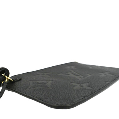 LOUIS VUITTON Neverfull Empreinte Monogram Pochette Wristlet Pouch Black