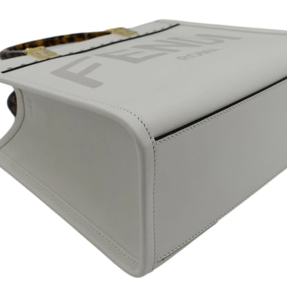 FENDI Sunshine Small Leather Crossbody Bag Off White