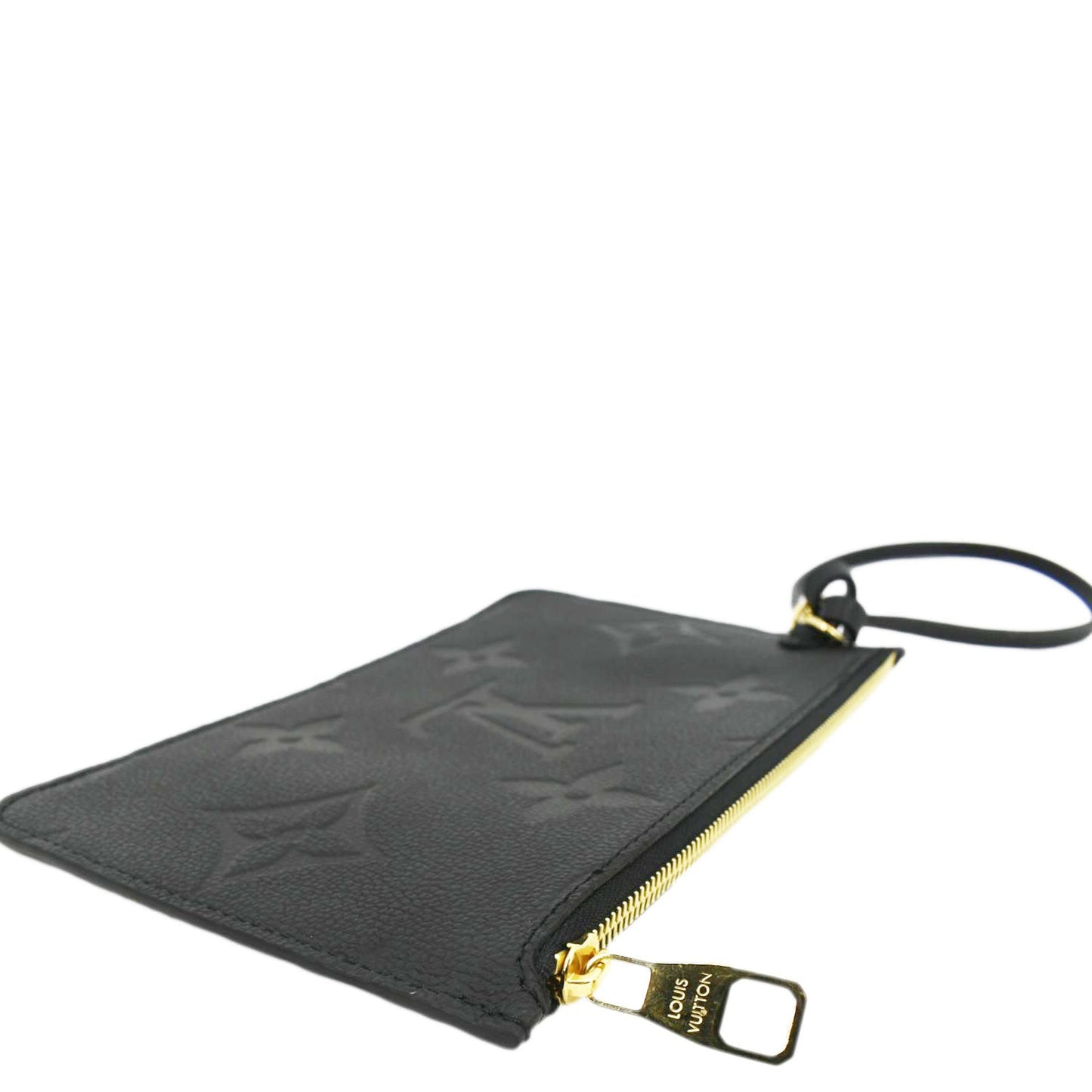 LOUIS VUITTON Neverfull Empreinte Monogram Pochette Wristlet Pouch Black