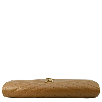 YVES SAINT LAURENT Cassandre Leather Chain Crossbody Bag Brown