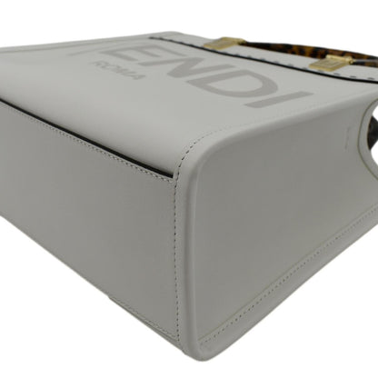 FENDI Sunshine Small Leather Crossbody Bag Off White