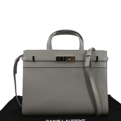 YVES SAINT LAURENT Small Manhattan Leather Shopper Tote Bag Grey