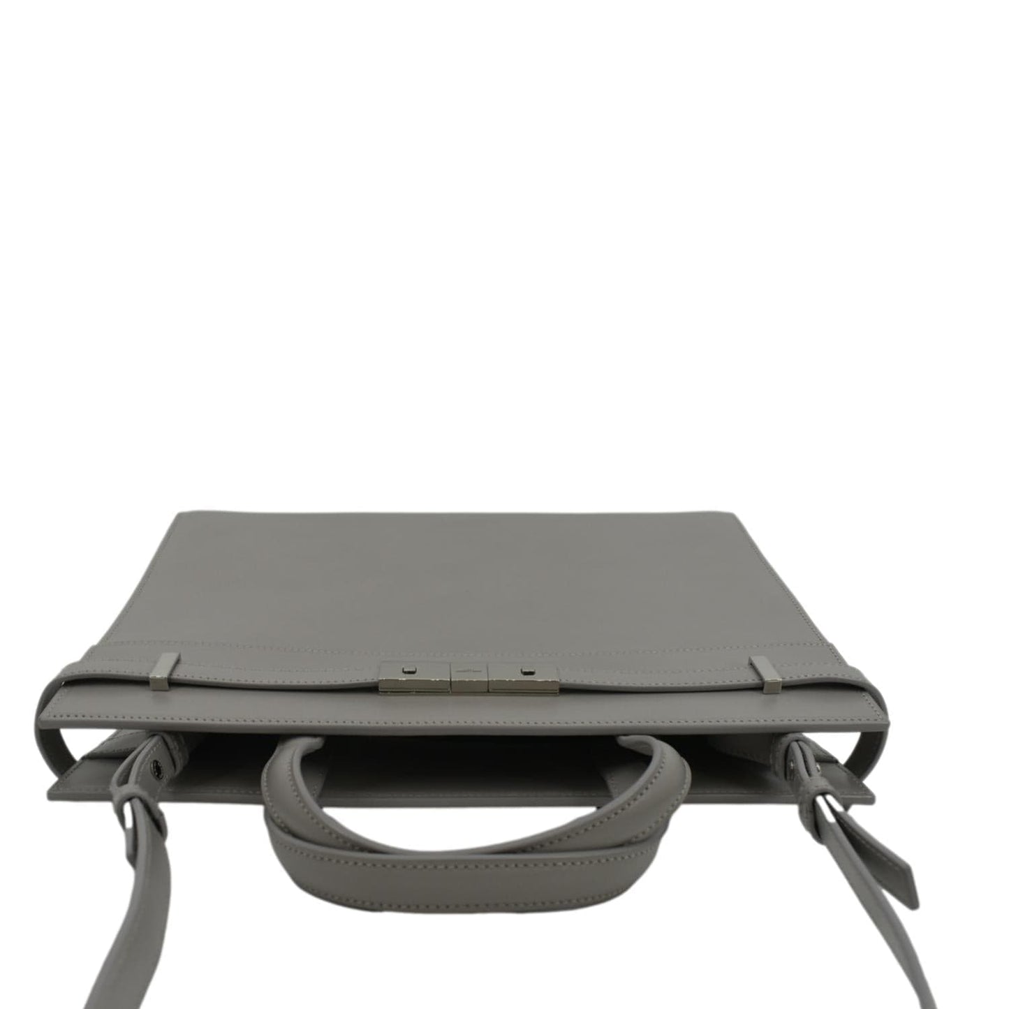 YVES SAINT LAURENT Small Manhattan Leather Shopper Tote Bag Grey