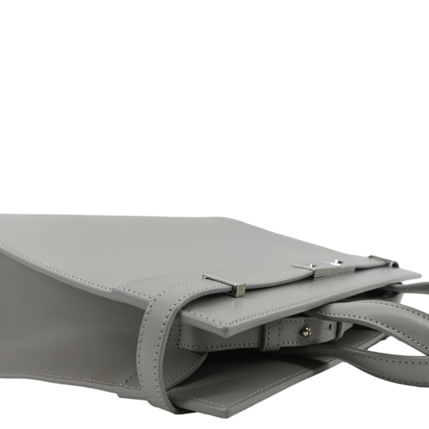 YVES SAINT LAURENT Small Manhattan Leather Shopper Tote Bag Grey