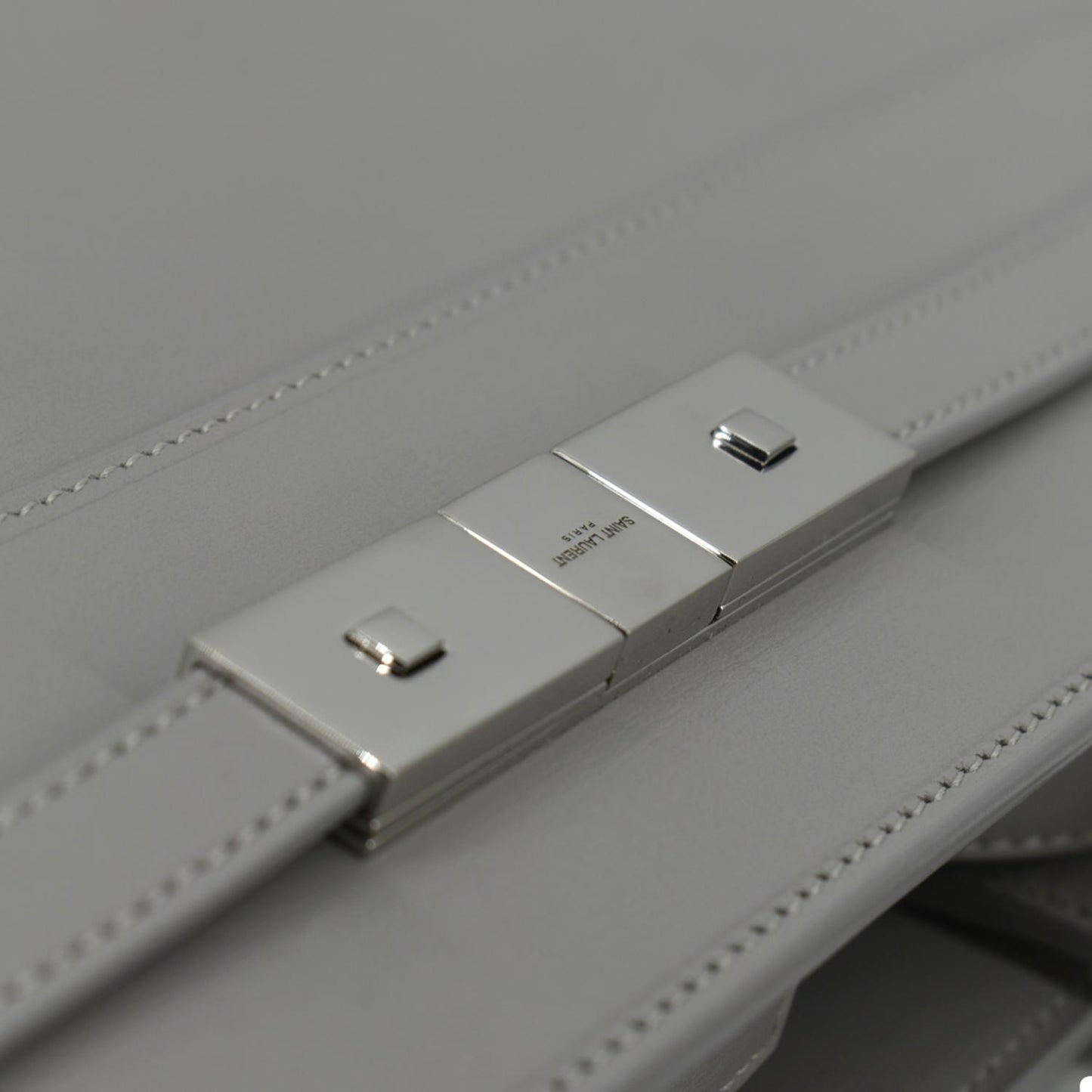 YVES SAINT LAURENT Small Manhattan Leather Shopper Tote Bag Grey