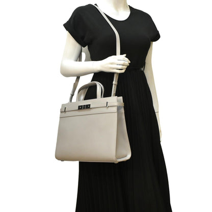 YVES SAINT LAURENT Small Manhattan Leather Shopper Tote Bag Grey