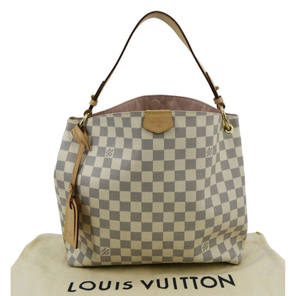 LOUIS VUITTON Graceful PM Damier Azur Shoulder Bag White