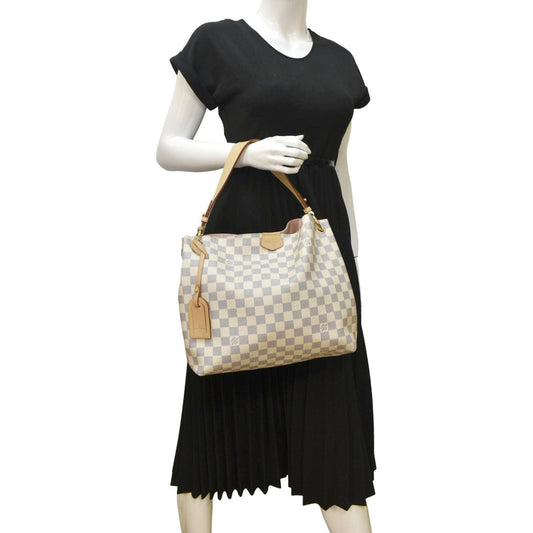 LOUIS VUITTON Graceful PM Damier Azur Shoulder Bag White