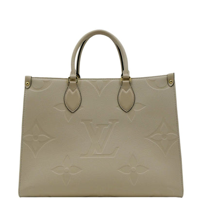 LOUIS VUITTON Onthego MM Monogram Empreinte Leather Tote Bag Cream