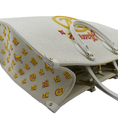 LOUIS VUITTON Hawaii Onthego GM Monogram Tuffetage Tote Shoulder Bag Off White