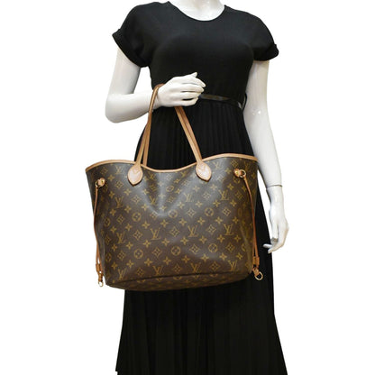 LOUIS VUITTON Neverfull MM Monogram Canvas Tote Bag Brown