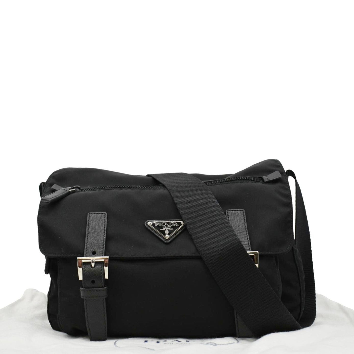 PRADA Vela Re-Edition Nylon Messenger Bag Black