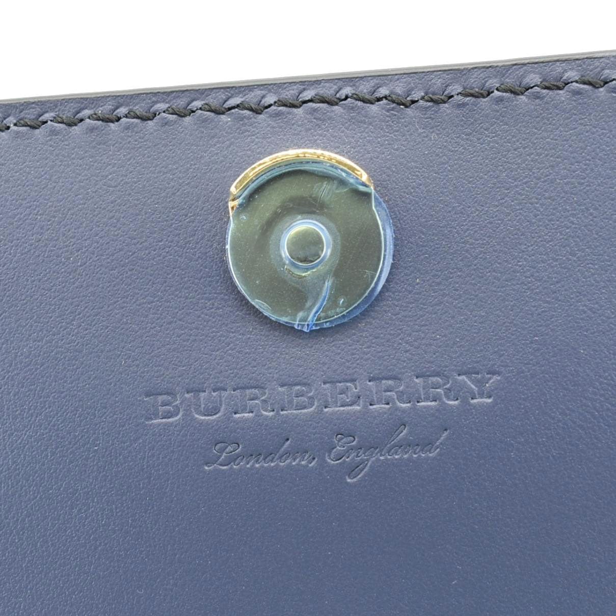 BURBERRY Hampshire Small House Check Canvas Crossbody Bag Navy Blue