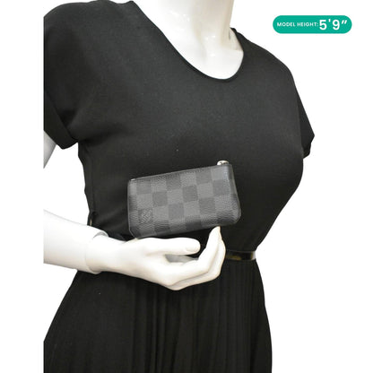 LOUIS VUITTON Damier Graphite Key Coin Pouch Black
