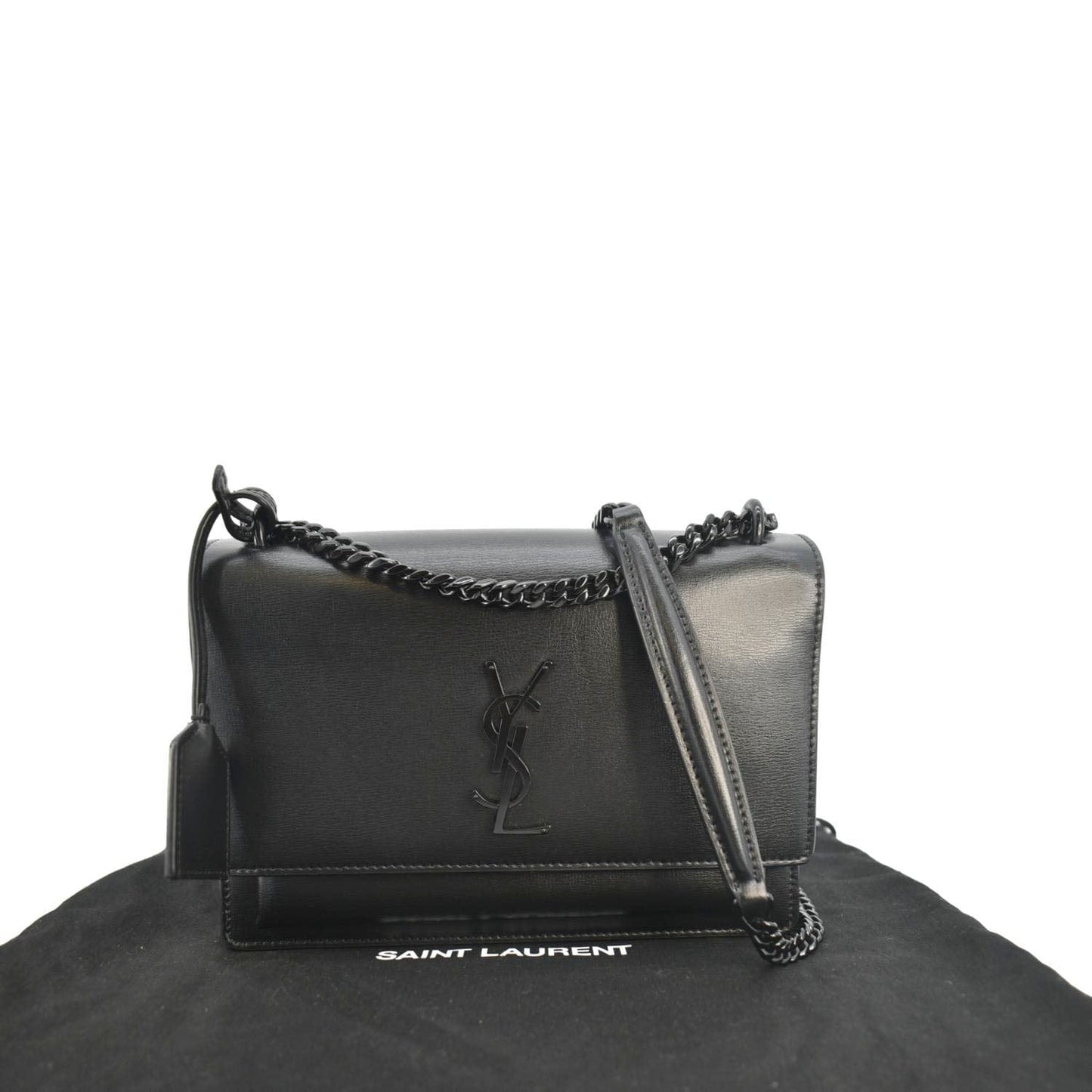 YVES SAINT LAURENT Sunset Medium Leather Shoulder Bag Black