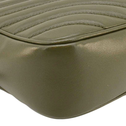 YVES SAINT LAURENT Lou Chevron Leather Camera Crossbody Bag Olive