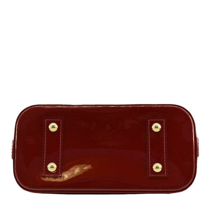 LOUIS VUITTON Alma BB Monogram Vernis Leather Satchel Bag Red