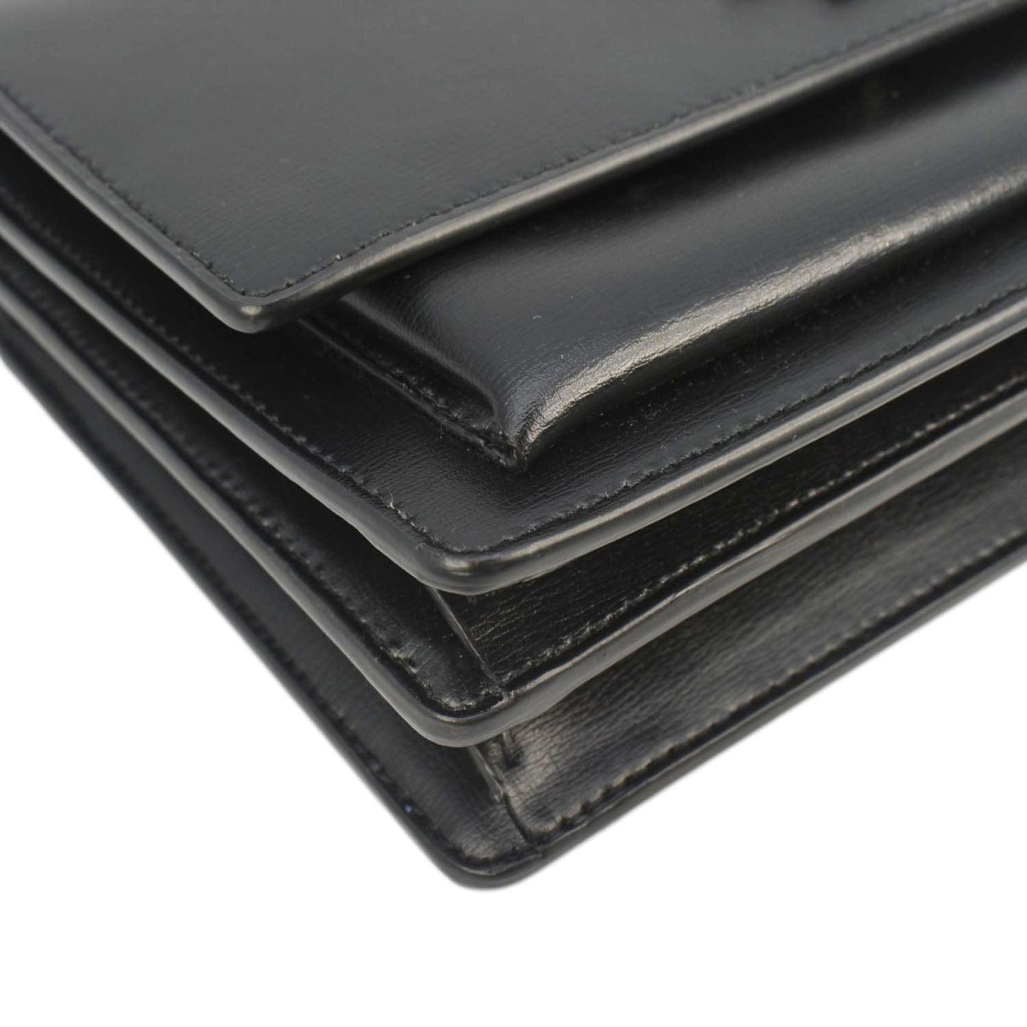 YVES SAINT LAURENT Sunset Medium Leather Shoulder Bag Black