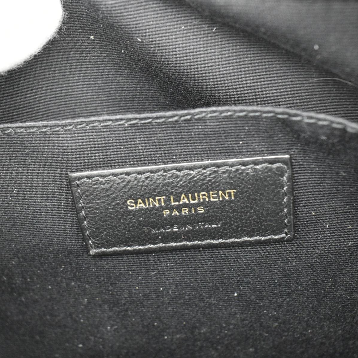 YVES SAINT LAURENT Lou Chevron Leather Camera Crossbody Bag Olive