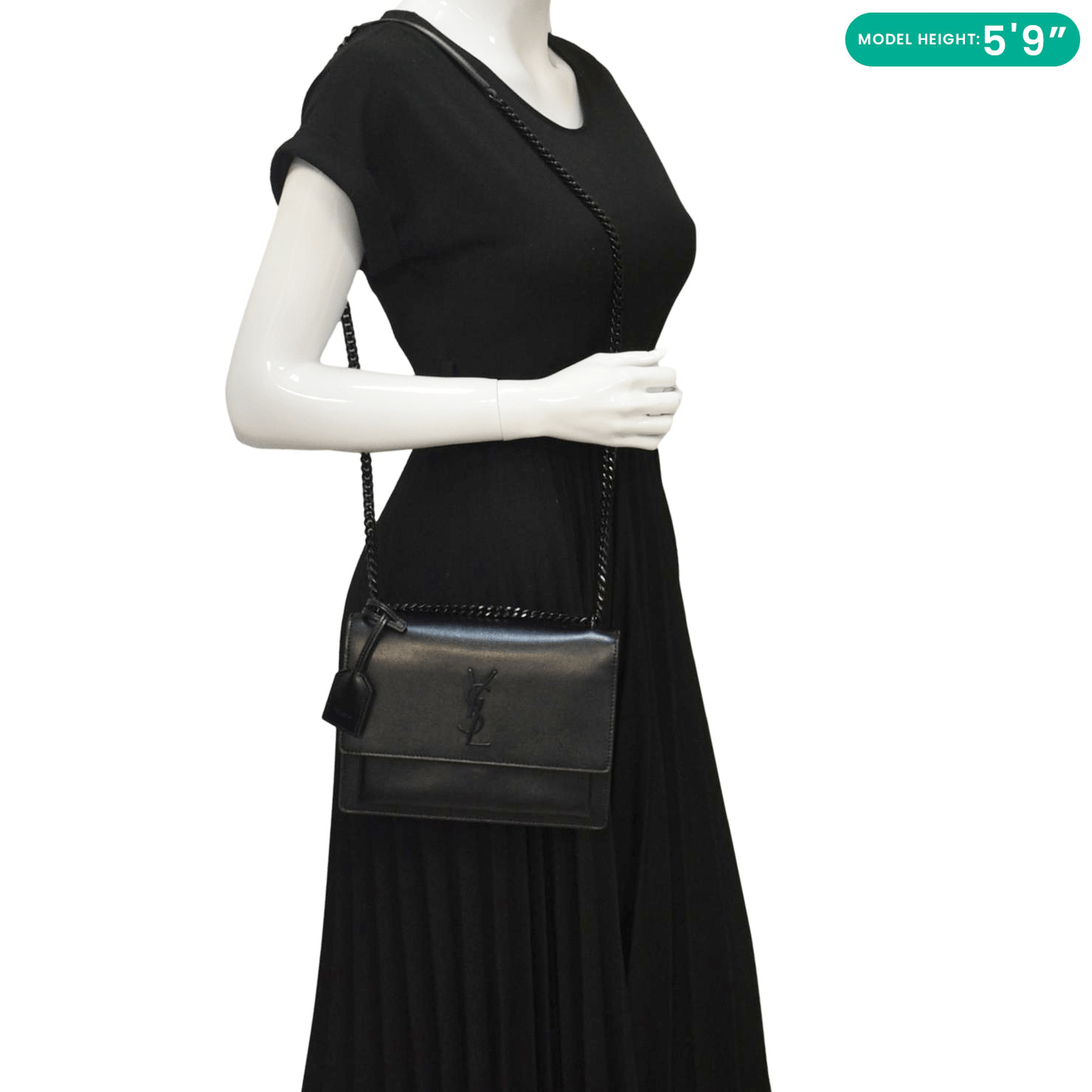 YVES SAINT LAURENT Sunset Medium Leather Shoulder Bag Black