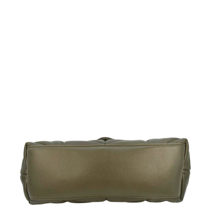 YVES SAINT LAURENT Loulou Puffer Small Quilted Lambskin Leather Chain Crossbody Bag Olive