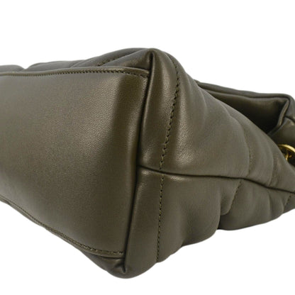 YVES SAINT LAURENT Loulou Puffer Small Quilted Lambskin Leather Chain Crossbody Bag Olive