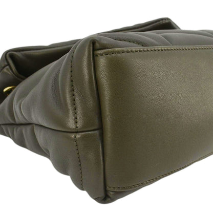 YVES SAINT LAURENT Loulou Puffer Small Quilted Lambskin Leather Chain Crossbody Bag Olive
