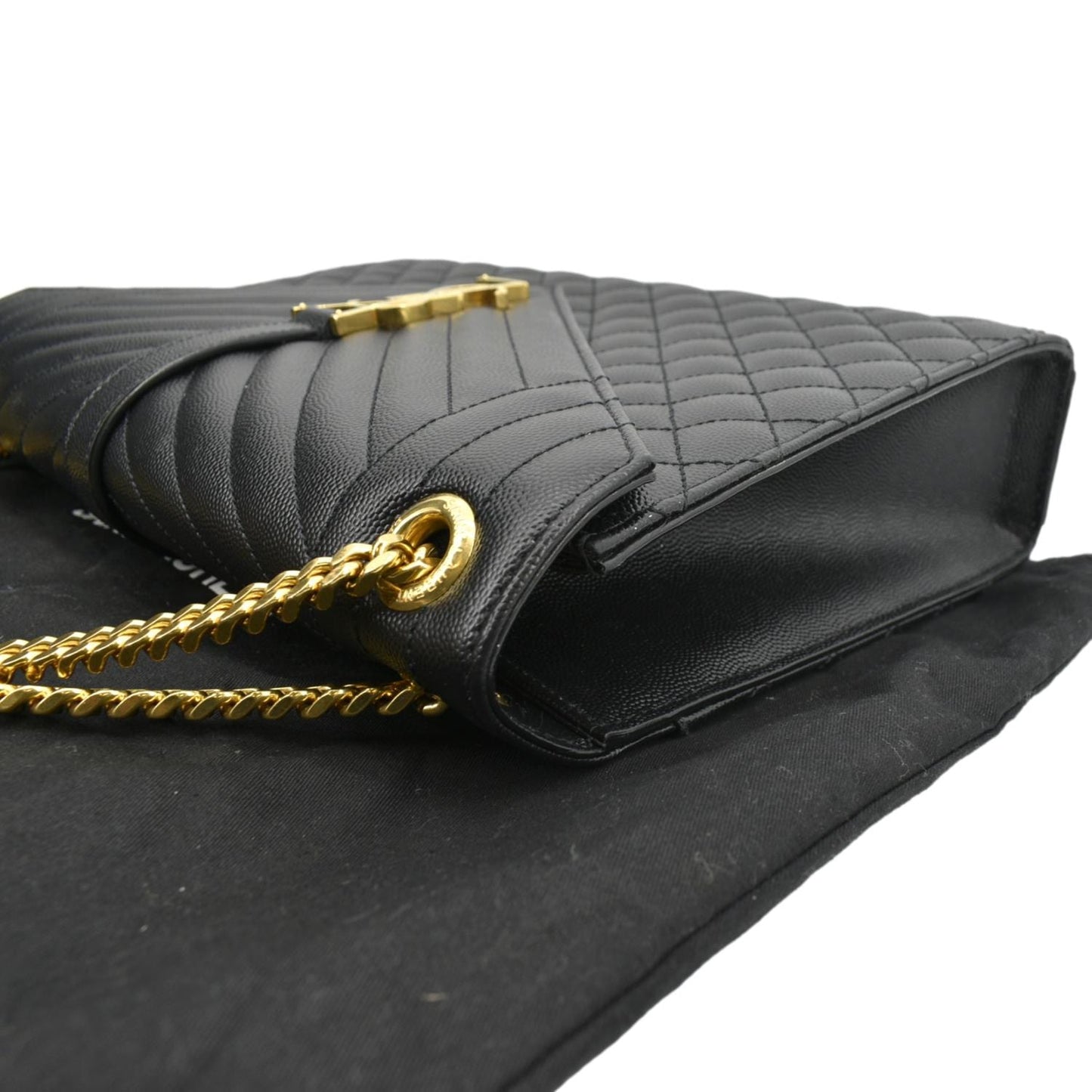 YVES SAINT LAURENT Envelope Medium Matelasse Leather Crossbody Bag Black