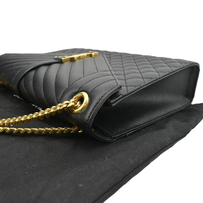 YVES SAINT LAURENT Envelope Medium Matelasse Leather Crossbody Bag Black