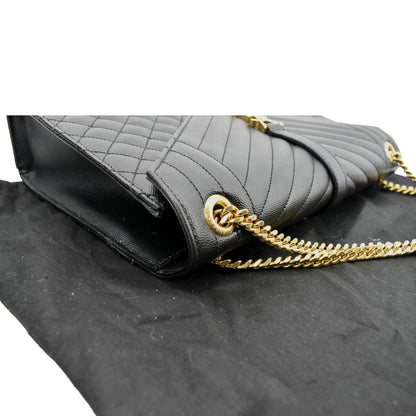 YVES SAINT LAURENT Envelope Medium Matelasse Leather Crossbody Bag Black