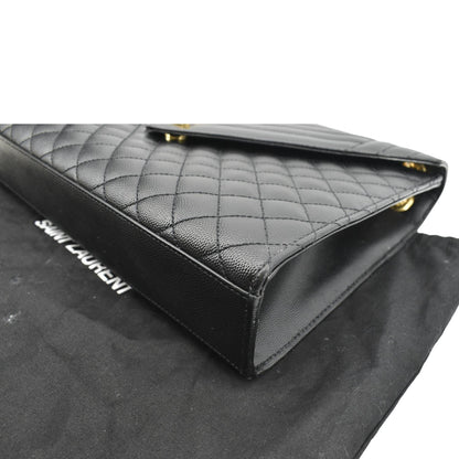 YVES SAINT LAURENT Envelope Medium Matelasse Leather Crossbody Bag Black