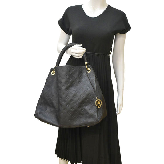 LOUIS VUITTON Artsy MM Empreinte Leather Shoulder Bag Navy Blue