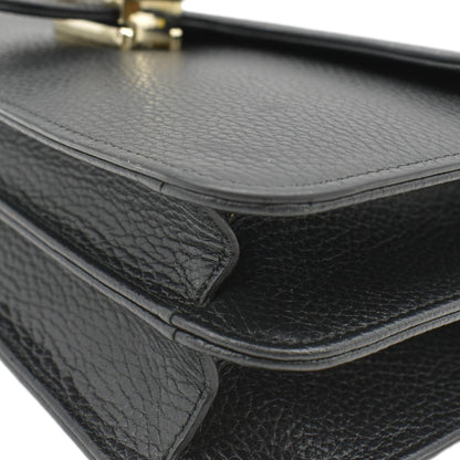 GUCCI Interlocking GG Leather Crossbody Bag Black 510303