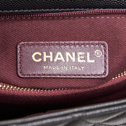 CHANEL CAVIER MEDIUM COCO HANDLE FLAP BAG BLACK