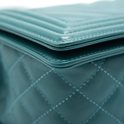 CHANEL LE BOY CHEVRON CALFSKIN PEACOCK GREEN
