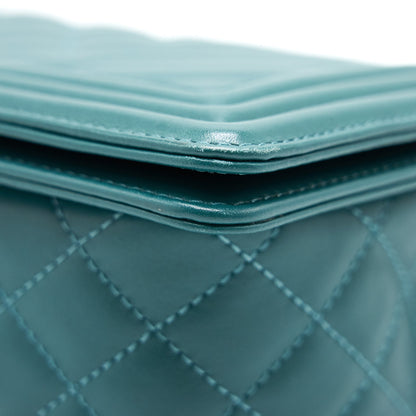 CHANEL LE BOY CHEVRON CALFSKIN PEACOCK GREEN