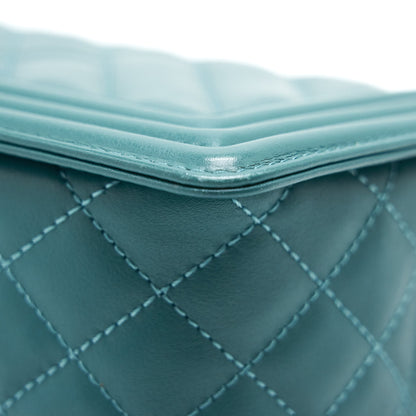 CHANEL LE BOY CHEVRON CALFSKIN PEACOCK GREEN