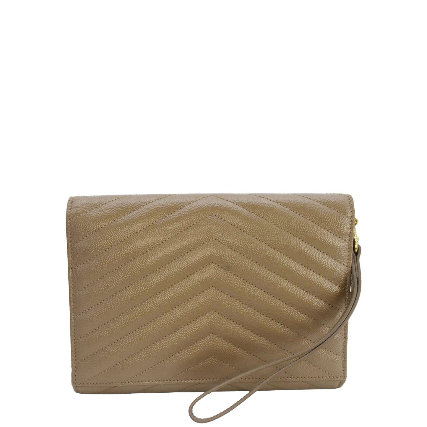 YVES SAINT LAURENT Cassandre Flap Leather Pouch Beige
