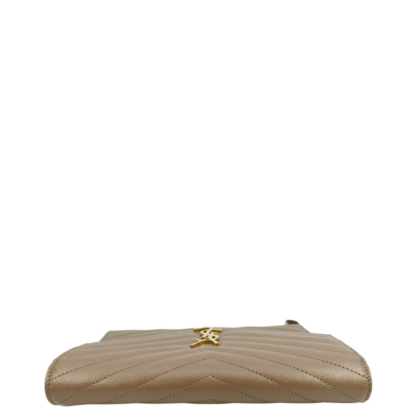 YVES SAINT LAURENT Cassandre Flap Leather Pouch Beige