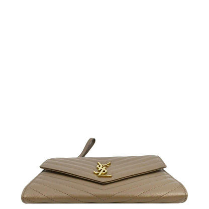 YVES SAINT LAURENT Cassandre Flap Leather Pouch Beige