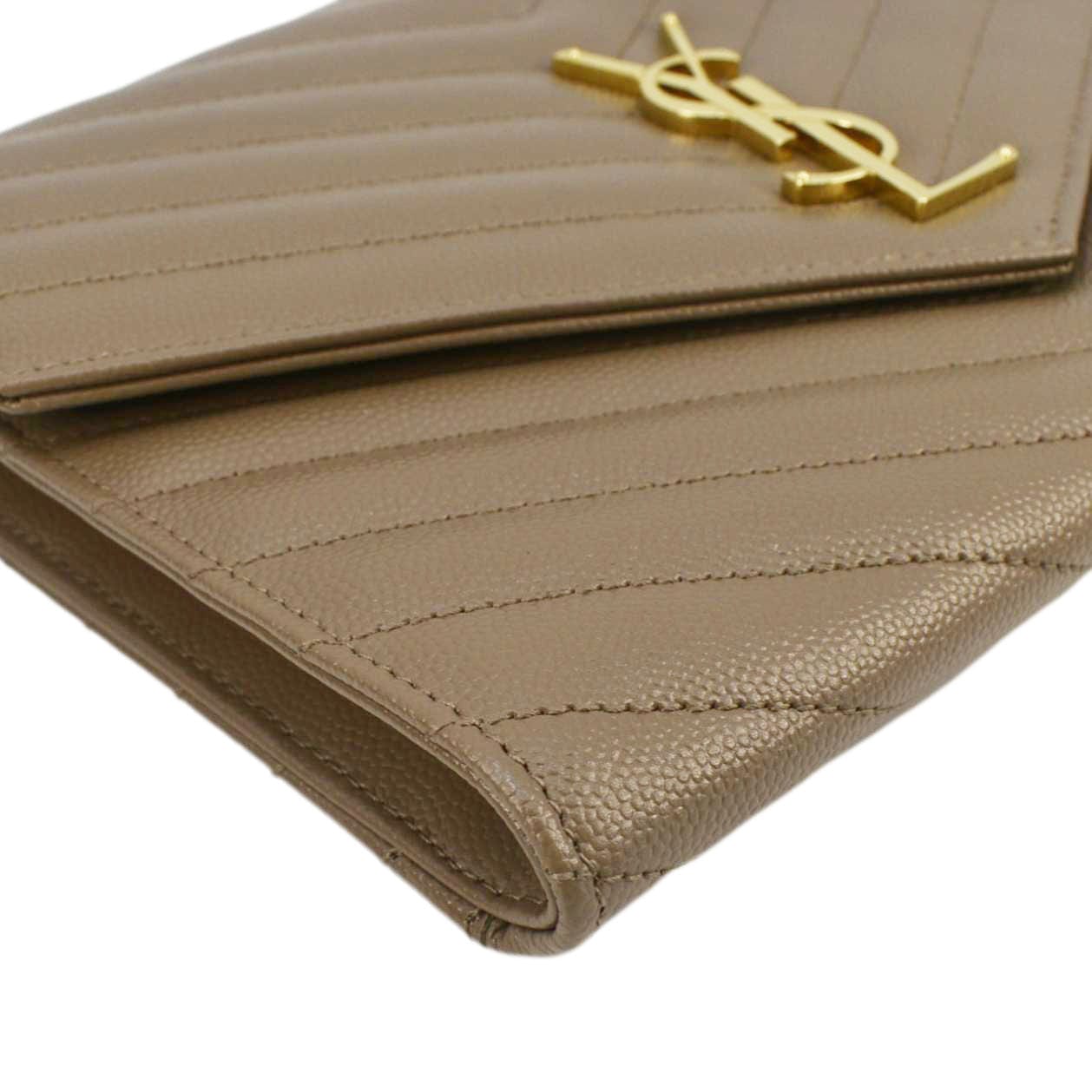YVES SAINT LAURENT Cassandre Flap Leather Pouch Beige