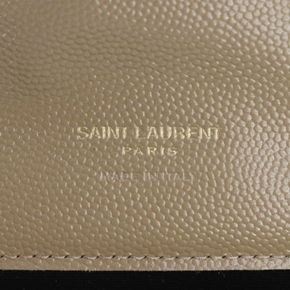 YVES SAINT LAURENT Cassandre Flap Leather Pouch Beige