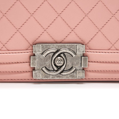 CHANEL BOY CHANEL HANDBAG LAMBSKIN PALE PINK