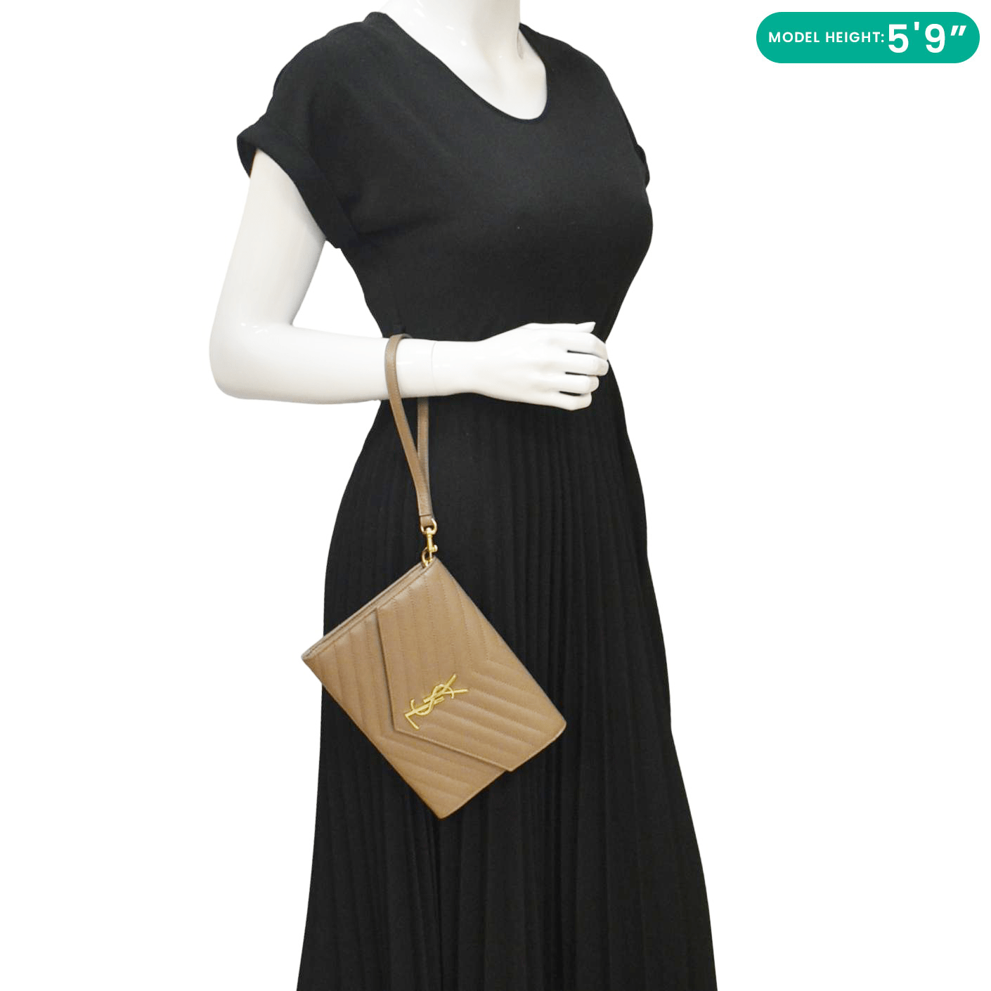 YVES SAINT LAURENT Cassandre Flap Leather Pouch Beige