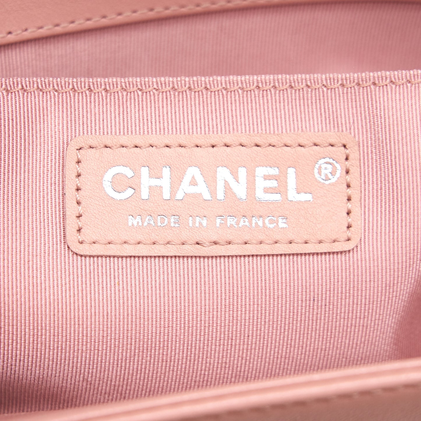 CHANEL BOY CHANEL HANDBAG LAMBSKIN PALE PINK