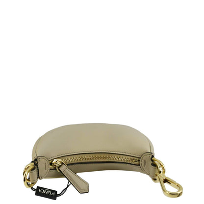 FENDI FendiGraphy Mini Smooth Leather Hobo Bag Cream