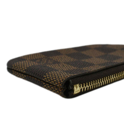 LOUIS VUITTON Pochette Key Cles Damier Ebene Coin Case Brown