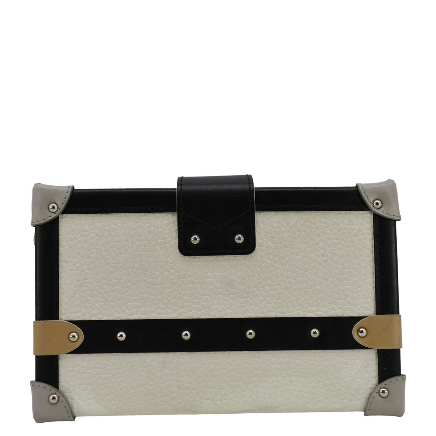 LOUIS VUITTON Petite Malle Trunk Leather Crossbody Bag Off White