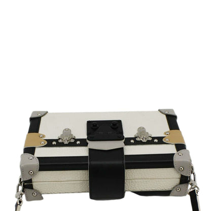 LOUIS VUITTON Petite Malle Trunk Leather Crossbody Bag Off White