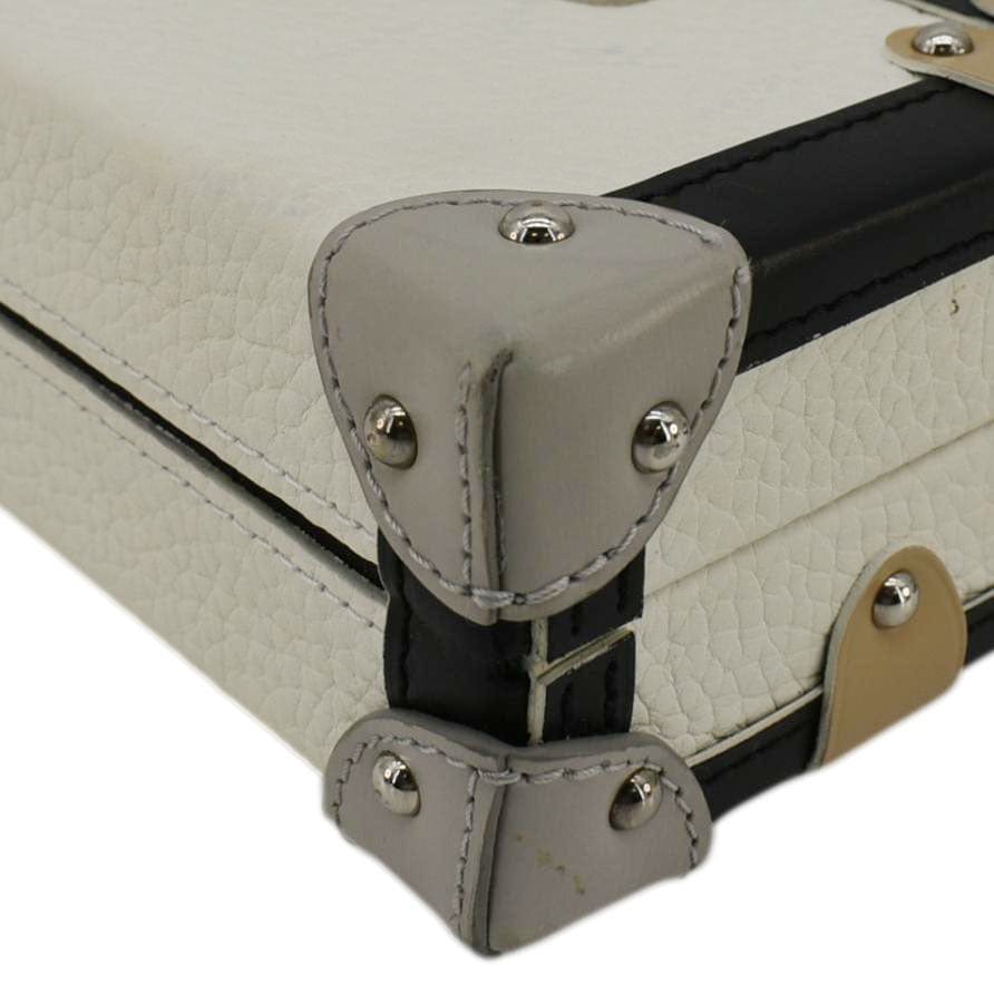 LOUIS VUITTON Petite Malle Trunk Leather Crossbody Bag Off White